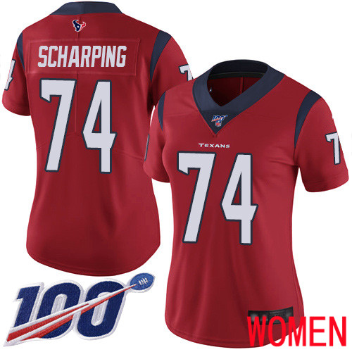 Houston Texans Limited Red Women Max Scharping Alternate Jersey NFL Football 74 100th Season Vapor Untouchable